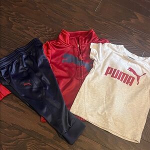 Puma Red and Navy Tracksuit with White Tee all 3 pieces 18 months sold as a set